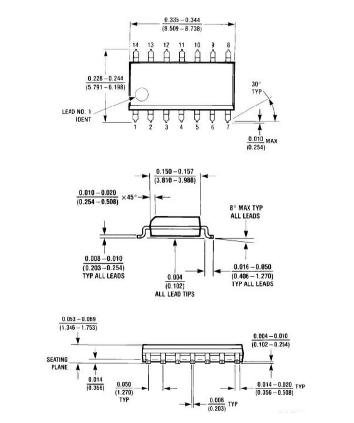 74LS86 Package Dimensions