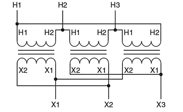 Connection Diagram for Delta/Delta Transformer
