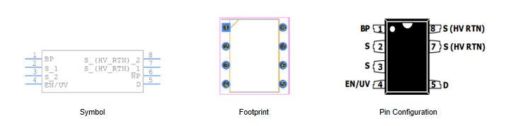  TNY268PN Symbol, Footprint, and Pin Configuration