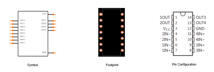 Fig.1 LM339AN Symbol, Footprint and Pin Configuration